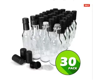 Hot Sauce Woozy Bottles Leere 5 Unzen komplette Sets von Premium Commercial Grade Klarglas Dasher Flasche mit Schrumpf kapsel