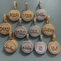 Chaînes pour hommes VEROMCA Hip Hop personnalisées, avec lettres circulaires rotatives, combinaison de lettres, en laiton et zircon, plaqué or 18 carats, pour anniversaire