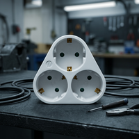 Adaptador de Enchufe Schuko de 3 Vías, 16A, 250V, 3 Tomas, 3500W, Extensor de Enchufe Múltiple Europeo con Protección Infantil, Resistente al Fuego, PC IP20