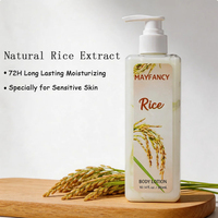 Lotion corporelle au riz biologique Marque Blanche 300ml - Soin hydratant et éclaircissant en profondeur pour peaux sèches, absorption rapide, à base de riz naturel