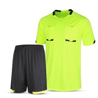 Service OEM, logo personnalisé, ensembles de maillots d'arbitre de football pour hommes, 100% polyester, col rond, uniformes