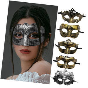 复古爵士半脸古董面具万圣节恐怖舞会面具万圣节派对装饰用品 - Product Image 1