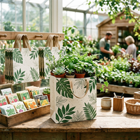 Sac fourre-tout en toile à motif botanique, vente en gros, sac de courses écologique à motif de feuilles, taille moyenne, personnalisable, imprimé motif botanique