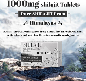 Comprimés de résine de Shilajit de l'Himalaya de qualité supérieure avec plus de 85 oligo-éléments et acide fulvique - Stimulant d'énergie naturel pour hommes et femmes - Product Image 2