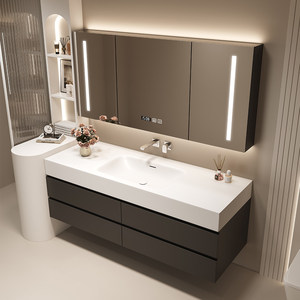 Ensemble de salle de bain avec <span class=keywords><strong>meuble</strong></span> vasque, <span class=keywords><strong>meuble</strong></span> de salle de bain de luxe et compartiments de rangement - Product Image 4