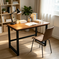 Escritorio de Oficina de Diseño Simple, Mesa de Computadora con Patas de Metal Negro, Escritorio Resistente para Laptop, Mueble de Estudio para el Hogar