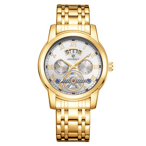 Reloj Mecánico para Hombre con Corazón Abierto, Números Romanos, Calendario, Indicador de Mes, Brazalete de Metal - Product Image 1
