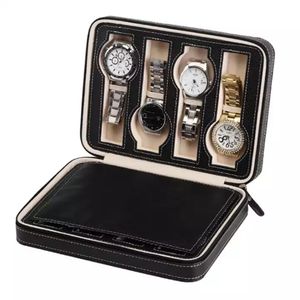 Caja de reloj con cremallera de cuero para mayores, caja de joyería de alta calidad para el hogar, 8 bolsas de almacenamiento - Product Image 2
