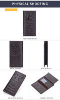 Dompet Kulit PU Pola Buaya Anti-RFID untuk Pria Vintage, Tahan Air, Multifungsi, Desain Panjang Kompak dari Bahan Polyester