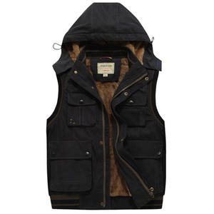 Chaleco de Alta Calidad para Hombre con Capucha de Forro Polar, Múltiples Bolsillos, Cierre de Cremallera, Decoración Estampada, Directo de la India - Product Image 1