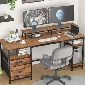 Grosir Meja Laptop Pc Gaya Simpel Modern Meja Kantor Rumah Meja Komputer Kayu Tua dengan Desain Printer