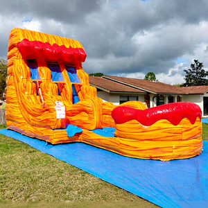 สไลเดอร์น้ำเป่าลมแบบสองเลน รุ่นภูเขาไฟลาวา ทำจาก PVC สำหรับเด็ก เล่นกลางแจ้งในสวนหลังบ้าน สำหรับงานปาร์ตี้  แบบเชิงพาณิชย์ - Product Image 1