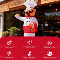 Ballon publicitaire 3M Air Dancer Chef agitant la main pour la promotion de restaurants et la publicité, gonflables pour la restauration