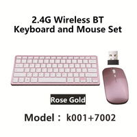 K001 Set Keyboard dan Mouse Mini nirkabel, Set Keyboard dan Mouse Mini dapat diisi ulang untuk PC Tablet