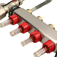 Collecteur de débit moderne en acier inoxydable de haute précision avec vanne de purge d'air pour chauffage radiant au sol hydronique 16 bars, pour cuisine et salon