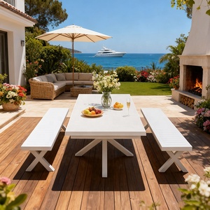 5 pezzi da pranzo poltrone Set mobili giardino esterno Cafe corda in alluminio altezza regolabile tavolo quadrato e 4 sedie - Product Image 1