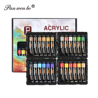 Panwenbo 24 couleurs ensemble de peinture acrylique professionnel 22ml support écologique pour la peinture sur toile papier de verre