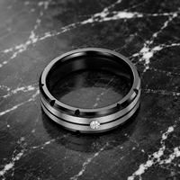 Bague unisexe JLM en acier titane 316L brossé noir bicolore, incrustée de zircon, style punk, cadeau de mariage, bijoux