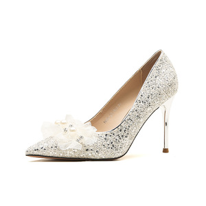 Zapatos de Tacón Alto con Punta en Pico y Decoración Floral para Novia, Zapatos Elegantes de Fiesta para Mujer - Product Image 5
