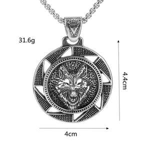 Stainless Steel Men's <b>Wolf</b> Head Pendant <b>Necklace</b> Geometric Animal Design Hip Hop Style Jewelry Gift For Clothing Matching - Product Image 5
