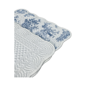 PANDA HOME Alfombra Seccional Acolchada Clásica Azul y Blanca, con Diseño Floral Vintage, de Tela de Algodón Fresca, Antideslizante, Antiestática y Lavable - Product Image 3