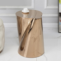 Table d'angle de salon en acier inoxydable, miroir doré, 2 pièces, pour meuble