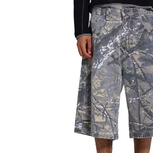 High Quality Retro <b>Camo</b> Real Tree Printed Sublimation 100% Cotton Denim Men's <b>Shorts</b> Custom Baggy Loose Fit Jean Jorts - Product Image 4