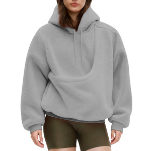 Nuova <span class=keywords><strong>Felpa</strong></span> con Cappuccio in <span class=keywords><strong>Peluche</strong></span> Tinta Unita Traspirante Antirughe con Tasca per <span class=keywords><strong>Donna</strong></span> Primavera/Autunno/Inverno - Product Image 6