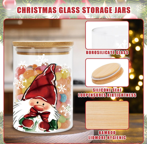 Christmas Glass Jars With <b>Bamboo</b> Lids Santa Snowman Reindeer Tree Elf Gingerbread Man Design Gift Craft Storage <b>Containers</b> - Product Image 2