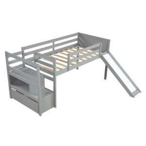 Cama litera infantil con tobogán, cama litera de madera para niños, cama Montessori para niños - Product Image 1