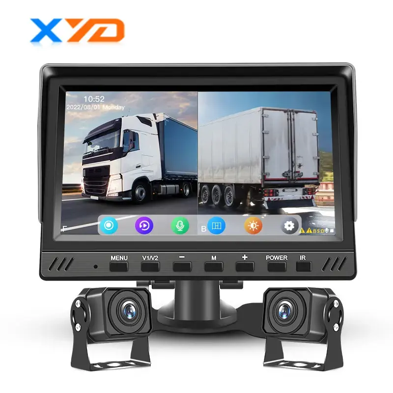 7 Inch 2ch 720P Camera Voor Bus Vrachtwagen Bestelwagen Display Achteruitrijscherm Auto Achteruitkijkauto Monitor