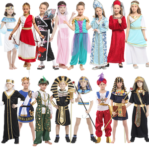 Ensemble de costumes de culture mondiale pour enfants 2026 en gros, prêt à expédier – Tenues de scène d'Halloween : Arabe, Égyptien, Grec, Romain, Pharaon, Toge - Product Image 1