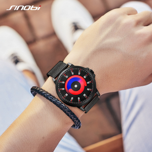 Montre sport à quartz SINOBI, nouvelle création, mouvement <span class=keywords><strong>SEIKO</strong></span>, boîtier en alliage, <span class=keywords><strong>bracelet</strong></span> en cuir, cadran en verre, résistante à l'eau, montre tendance - Product Image 2