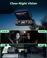 Cámara para Auto de 4 Canales, Delantera y Trasera, Interior, 1080p FHD, Vista de 360 Grados, Monitor de Estacionamiento Izquierdo y Derecho, 128GB