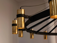 Lustre Moderne Industriel en Forme de Roue de Chariot, Grand Luminaire Suspendu Rond en Laiton Massif pour Hall d'Hôtel, Salle à Manger, Bar, Club