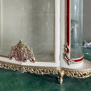 Vitrina de Vino de Madera Clásica Real, Vitrina de Exhibición Antigua de 4 Puertas para el Hogar - Product Image 5