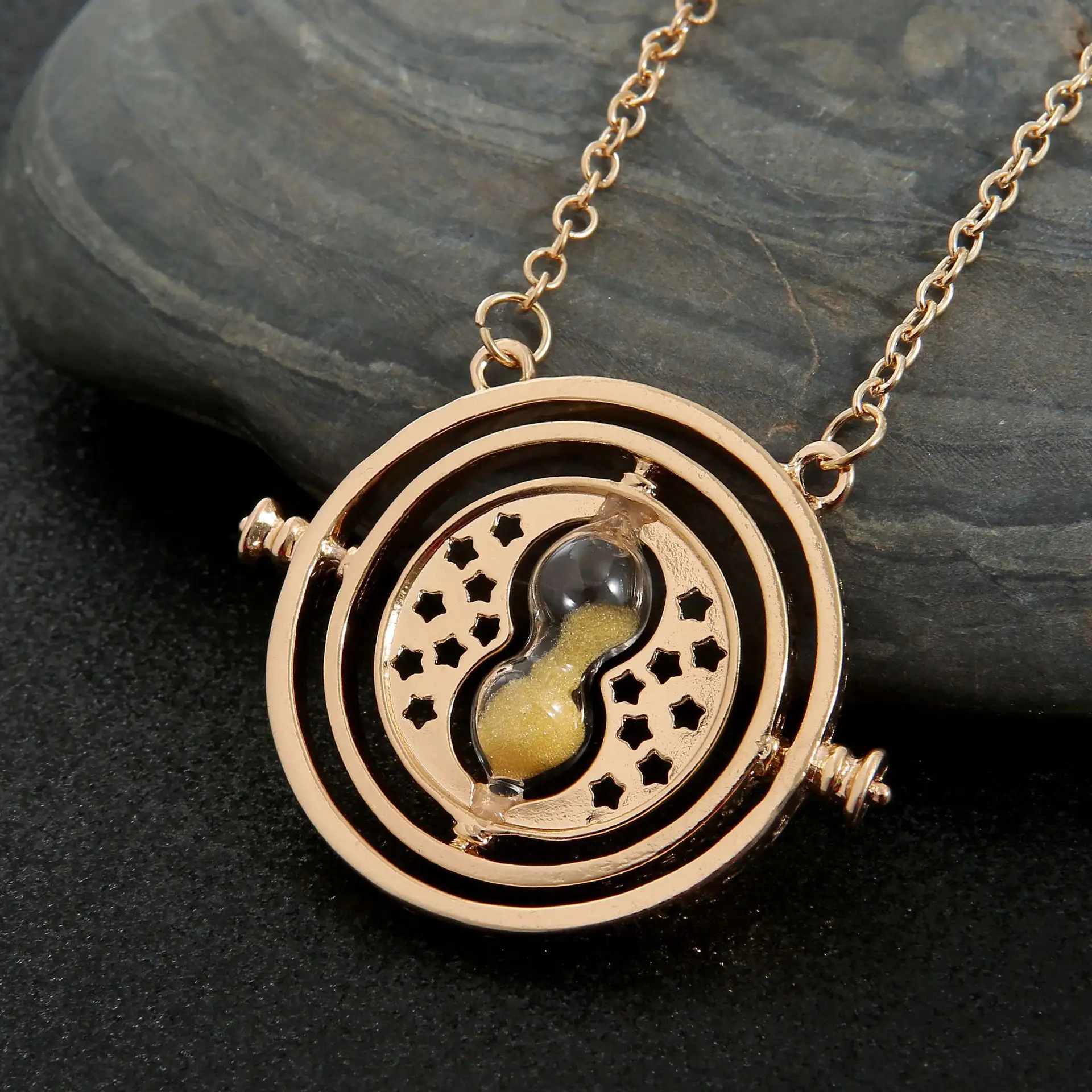 Time Turner 3D Hourglass Collier Harrpotter Plaqué Or Time Turner Hourglass Collier Hogwarts School Deathly Hallows Collier