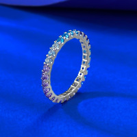 Bague Longue pour Femme en Argent S925 Plaqué Or avec Saphir et Dégradé Lavande, Style Bohème, Entièrement Sertie de Diamants