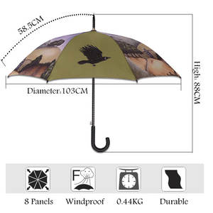 Parapluie droit personnalisé durable avec logo imprimé, résistant au vent et aux UV, motif par sublimation, pour adultes, OEM ODM - Product Image 5