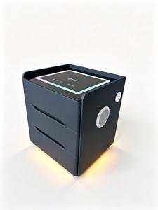 Modern Plastic Nightstand <b>bedside</b> <b>table</b> with 2 Drawers <b>LED</b> Lighting Wireless Charging Pad for Bedroom Furniture - Product Image 2