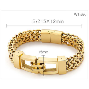 Pulseras Chapadas en Oro de 18K para Hombre, Brazalete de Acero Inoxidable Multicapa de Alta Calidad con Cadena Franco - Product Image 6