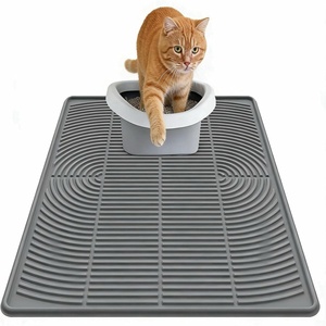 Tapis pour chat de plusieurs tailles pour litière, tapis imperméable pour attraper les litières, tapis extra large en silicone pour litière de chat - Product Image 1