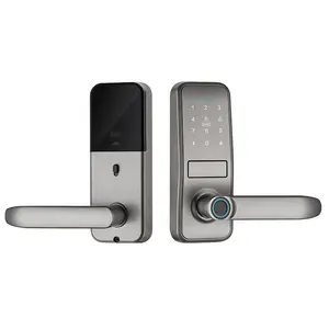 Fechadura digital biométrica com teclas para porta, cartão sem chave, fechadura inteligente Tuya, aplicativo com borda para porta de madeira, com impressão digital