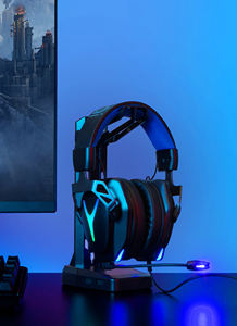 Bras de suspension à fourche en métal flexible RVB Design <span class=keywords><strong>Casque</strong></span> de jeu durable avec microphone USB Style de lumières respiratoires - Product Image 3