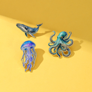 Broches en émail personnalisées en gros, badges en métal, cadeaux, <span class=keywords><strong>créatures</strong></span> marines <span class=keywords><strong>mystiques</strong></span>, esthétique naturelle, fabrication OEM/ODM, broches animales pour chapeaux - Product Image 1