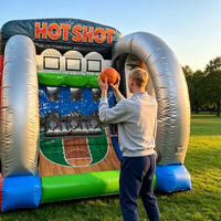 Jeu de tir au basket gonflable 2-en-1 avec système IPS, jeu sportif interactif gonflable d'extérieur pour événements festifs et location