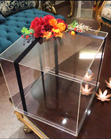 Boîte à fleurs carrée en acrylique pour cadeau d'anniversaire de vacances, taille et couleur personnalisables, découpe transparente, boîte à bouquet pour les êtres chers