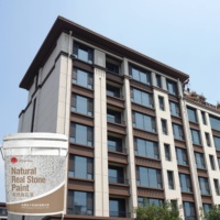 Peinture à texture personnalisée effet pierre naturelle, revêtement mural extérieur effet granit pour la décoration extérieure de villas et de complexes de luxe