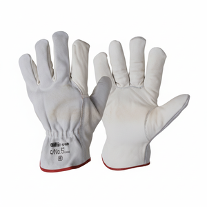 Guantes de cuero de grano COWHIDE con parte posterior dividida Producto elegante de mitones - Product Image 1