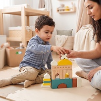 Ensemble de blocs de construction en bois pour mosquée, jouets islamiques Montessori colorés pour les tout-petits, cadeau éducatif musulman pour le Ramadan et l'Aïd